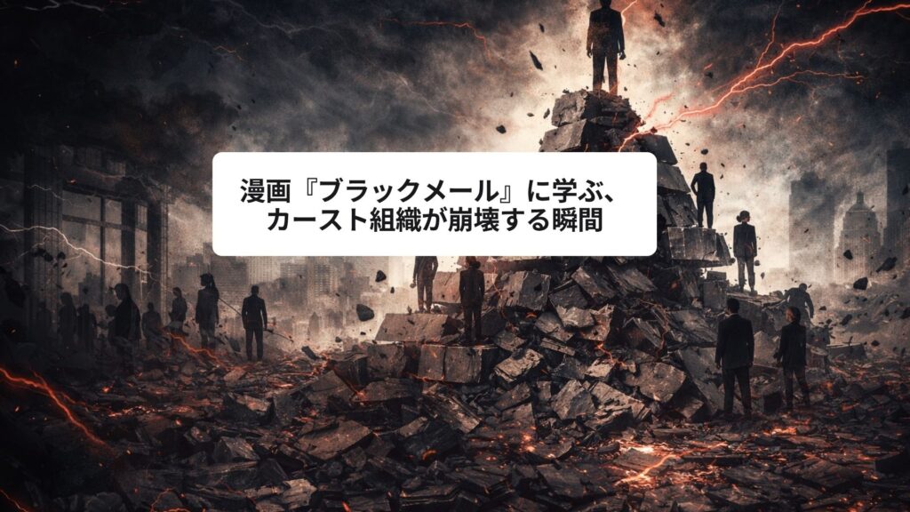 ピラミッド型のカースト構造が崩壊し、組織の権力構造の崩れを表現したイメージ画像